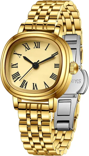 Gold Watches hairy heal motivation for Women Dainty Luxury Retro Vintage Designer Square Dial with Roman Numerals Easy to Read Reloj para Mujer findtime 