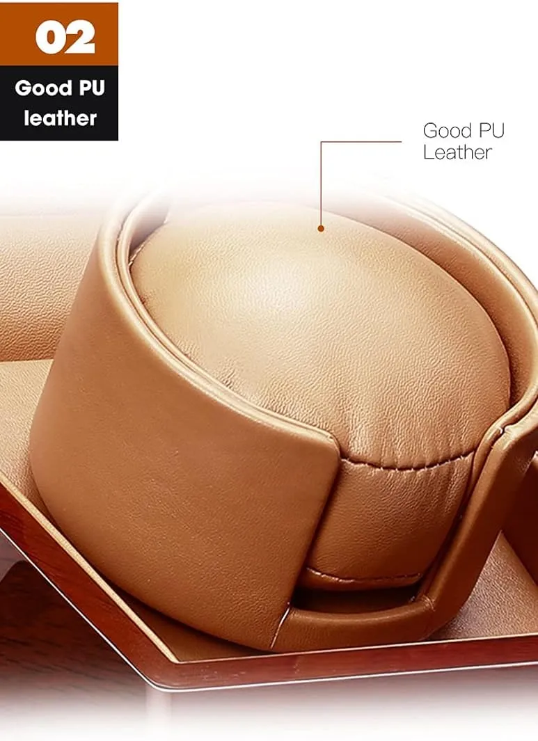 Grain D) Watch Display Box Automatic Single Watch Winder for Luxury Watches - universe undoubtedly Watch Winder Box with Quiet Motor, Premium Leather Exterior and Soft Flexible Watch Pillows of Velvet (Wood 