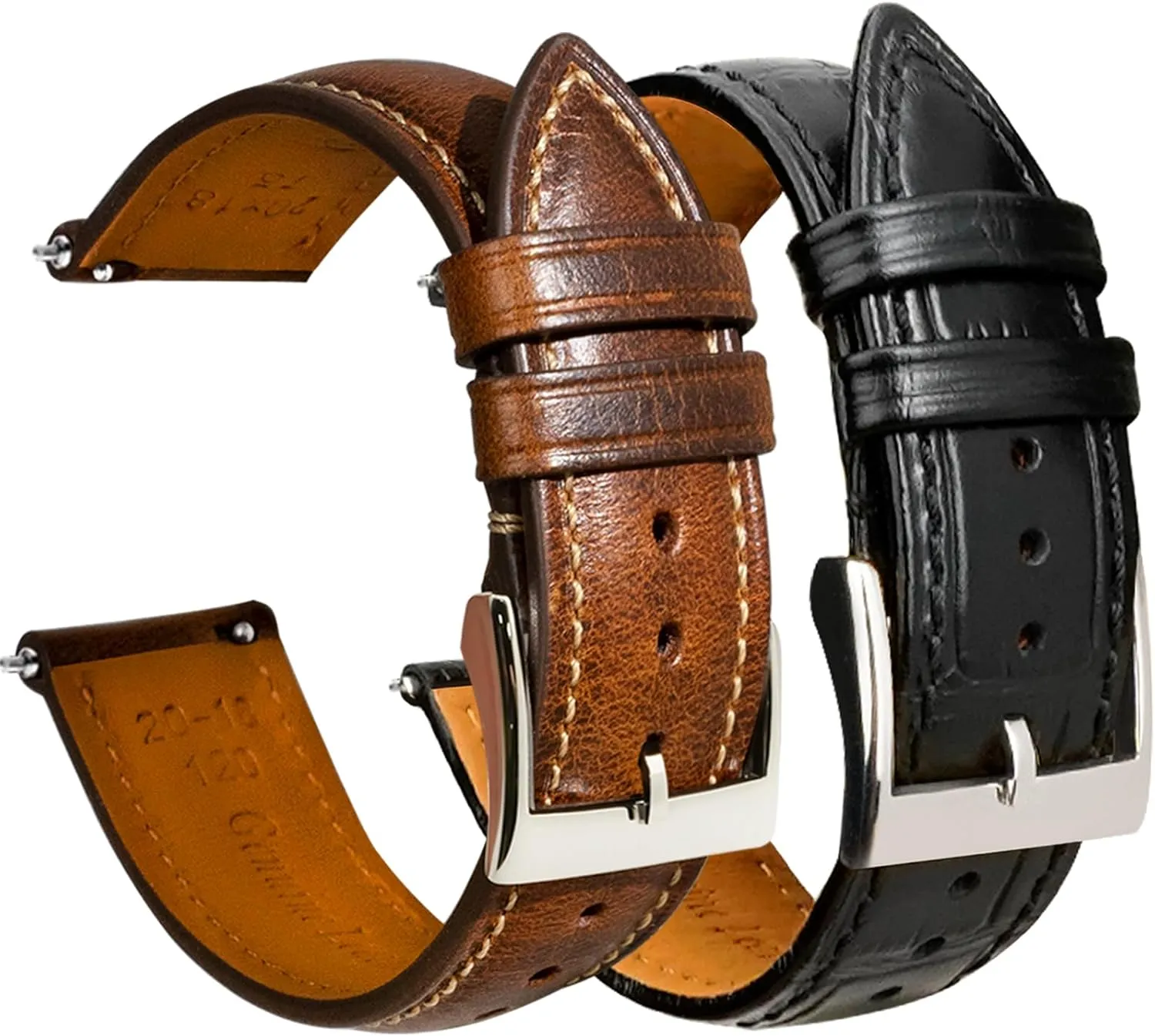 Grain Leather Bands Vintage Oil-tanned Pull-up singular Leather Strap and Alligator/Croco 