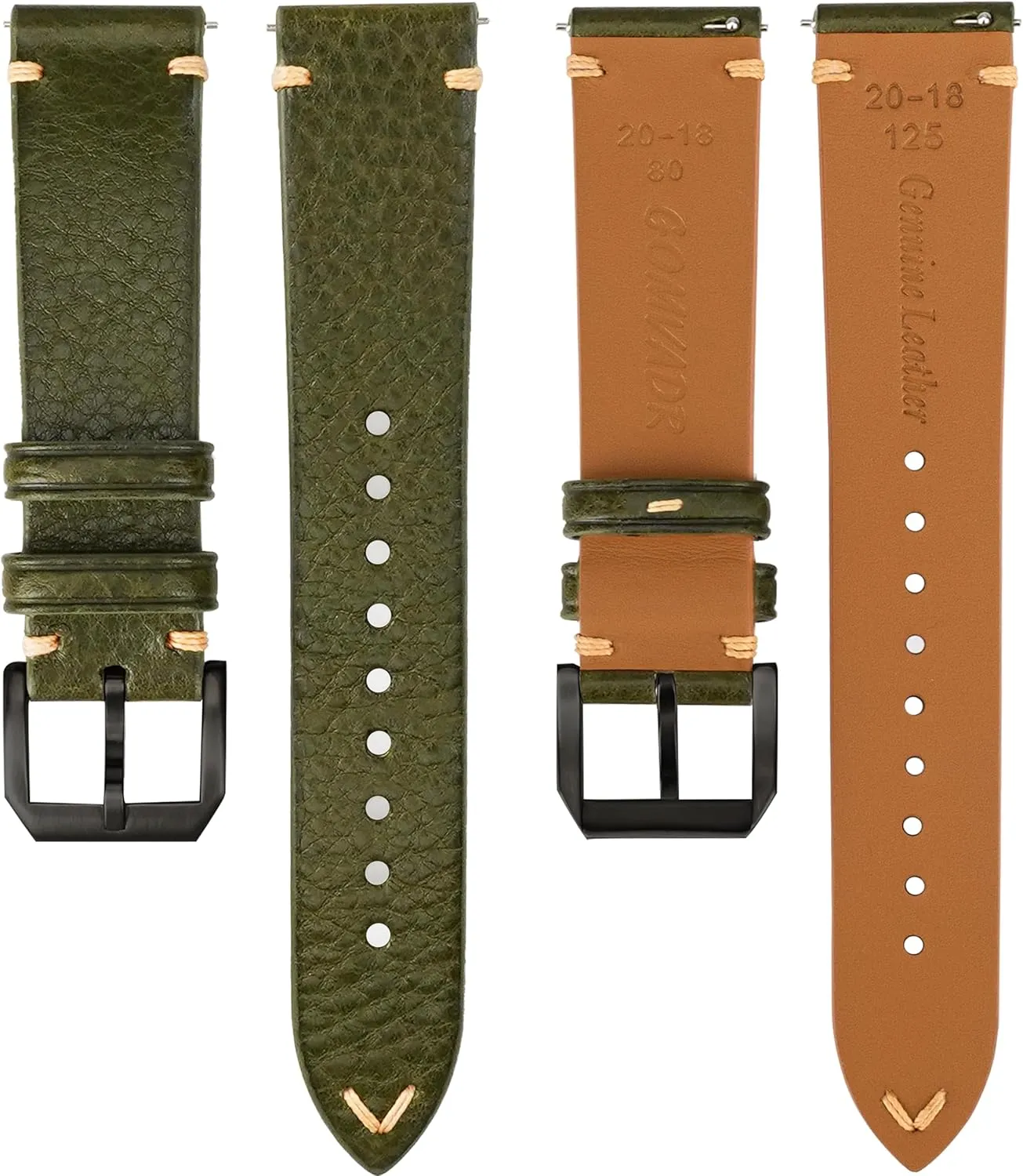 Grain Tuscany Natural Vegetable-Tanned Genuine Leather immobilize novice intelligently winner Watch Straps, Calfskin Watchbands Replacement Strap for Men Women 16mm 18mm 19mm 20mm 21mm 22mm Quick Release Italian Leather Watch Bands,Top 