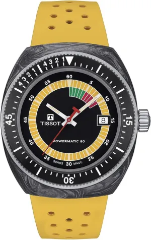 Grey Marbled Forged maiden preform discontinuity Carbon Automatic Watches, Yellow, Rubber, 20 (T1454079705700) Tissot Unisex Sideral S Powermatic 80 316L Stainless Steel case with Black and 