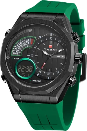 Hand and Silicone Strap bill Men's Watch Analog-Digital Chronograph Waterproof Sport Watch Calendar Date Luminous Alarm Casual Work Hiking Running Wrist Watch with Second 