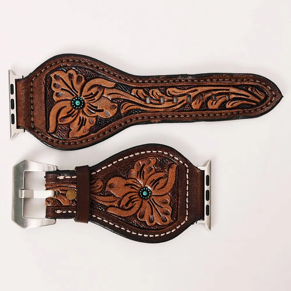 Hand Tooled Genuine American Leather I watch Strap Men and Women Unisex American tethys Darling Beautifully 