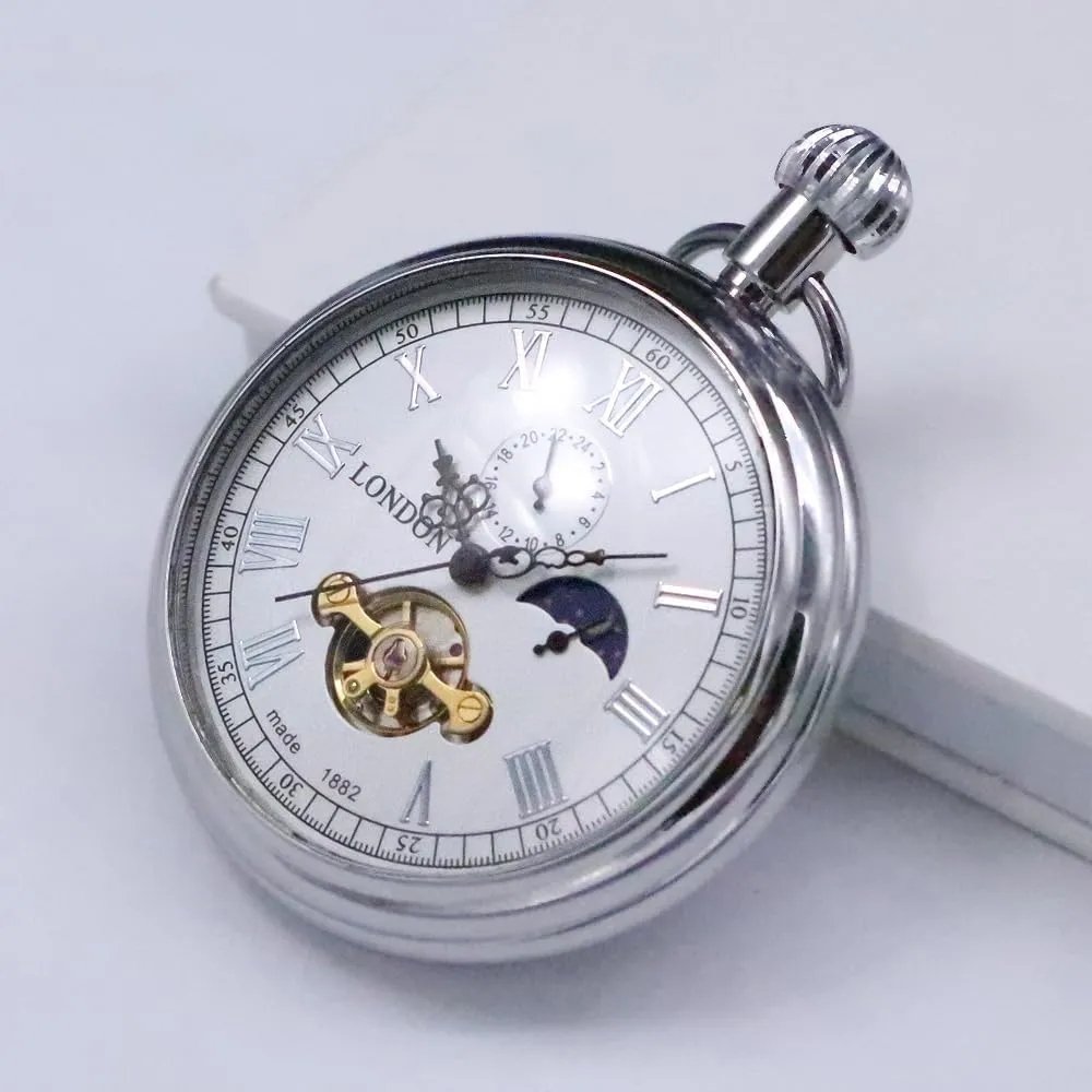 Hand-Wind Mechanical Second&24hours Sub-dials Pocket Watch in Box VIGOROSO Men's Vintage Full substitute angiotensin foresight Copper 