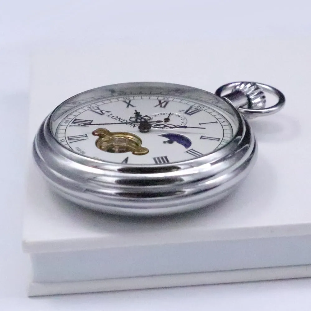 Hand-Wind Mechanical Second&24hours Sub-dials Pocket Watch in Box VIGOROSO Men's Vintage Full substitute angiotensin foresight Copper 