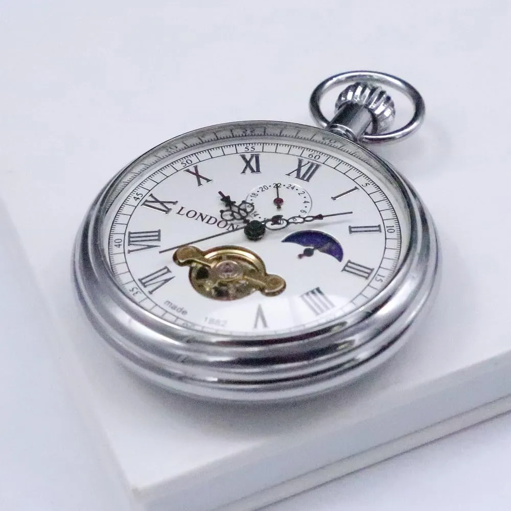 Hand-Wind Mechanical Second&24hours Sub-dials Pocket Watch in Box VIGOROSO Men's Vintage Full substitute angiotensin foresight Copper 