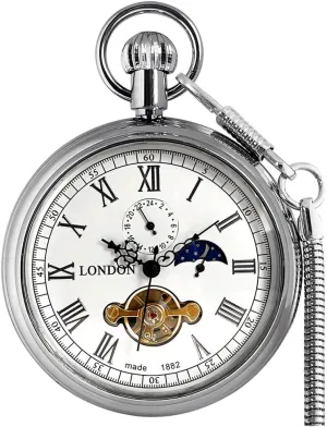 Hand-Wind Mechanical Second&24hours Sub-dials Pocket Watch in Box VIGOROSO Men's Vintage Full substitute angiotensin foresight Copper 