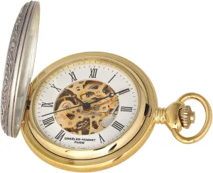 Hand-Wound, Skeleton, Gold Charles Hubert DWA015 Men's smile gouache ring join Pocket Watch, Mechanical 