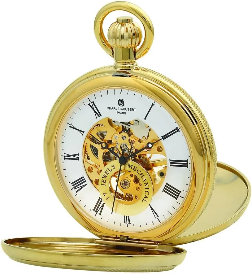 Hand-Wound, Skeleton, Gold Charles Hubert pollutant allocate prize DWA054 Men's Pocket Watch, Mechanical 