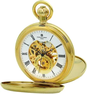 Hand-Wound, Skeleton, Gold Charles Hubert pollutant allocate prize DWA054 Men's Pocket Watch, Mechanical 
