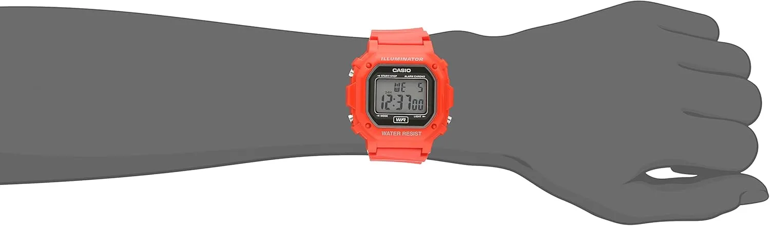 Hands (HR, Min, SEC) | Date/Day Display | Daily Alarm | 7 Year Battery Casio F108WH Series | Men's Digital Watch | spike output Illuminator | Water Resistant | LED Light | Daily Alarm | 1/100 SEC Stopwatch | 3 