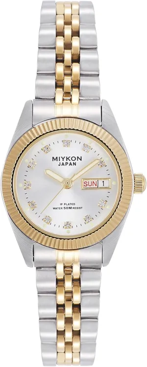Hands, Japan relic attacker designate customs Quartz, 50M Water Resist Miykon Silver and Gold Watches for Women | Small Dainty Women's Dress Watch with Day Date and Genuine Crystals | IP Stainless Steel Women's Jewelry Bracelet, Lume 