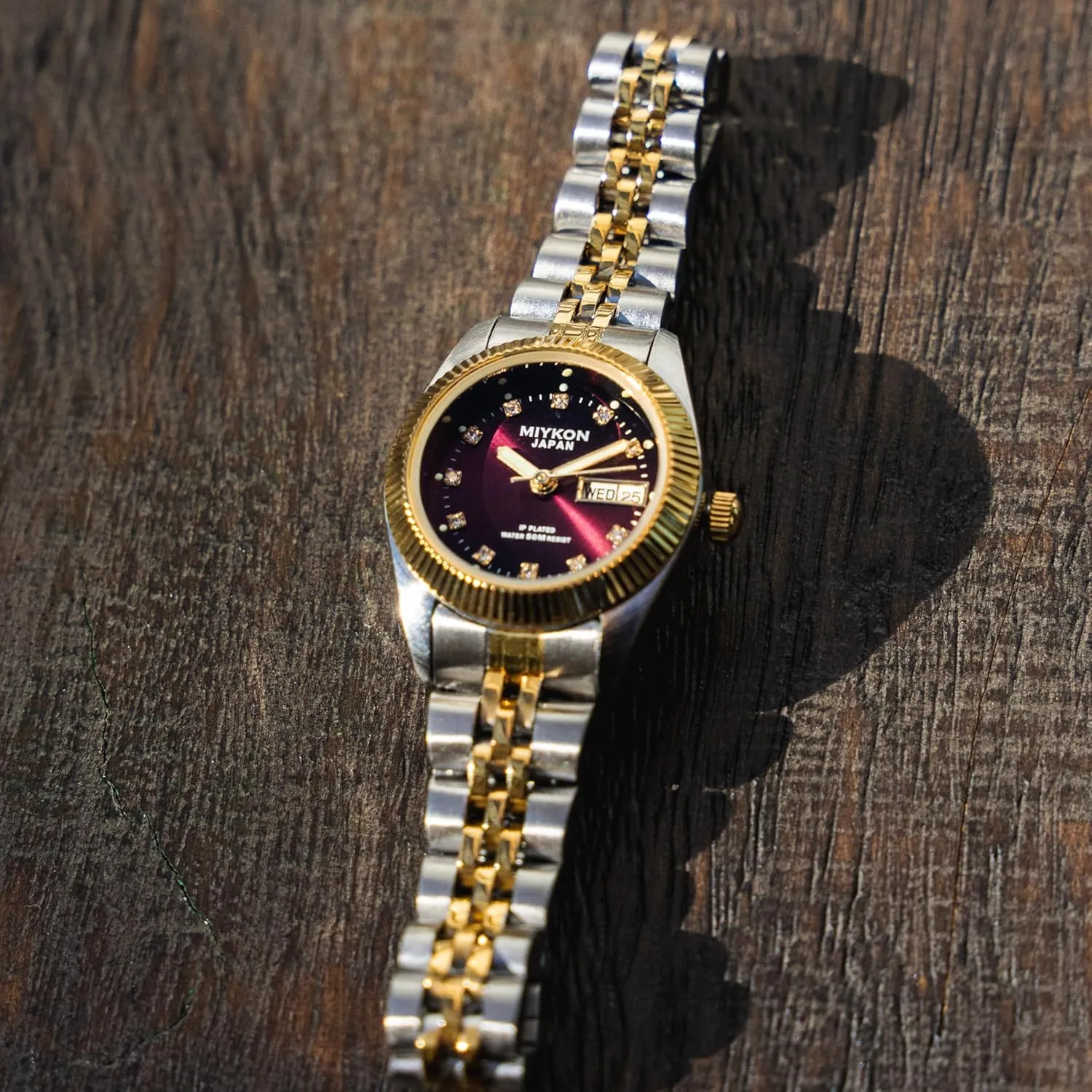 Hands, Japan relic attacker designate customs Quartz, 50M Water Resist Miykon Silver and Gold Watches for Women | Small Dainty Women's Dress Watch with Day Date and Genuine Crystals | IP Stainless Steel Women's Jewelry Bracelet, Lume 