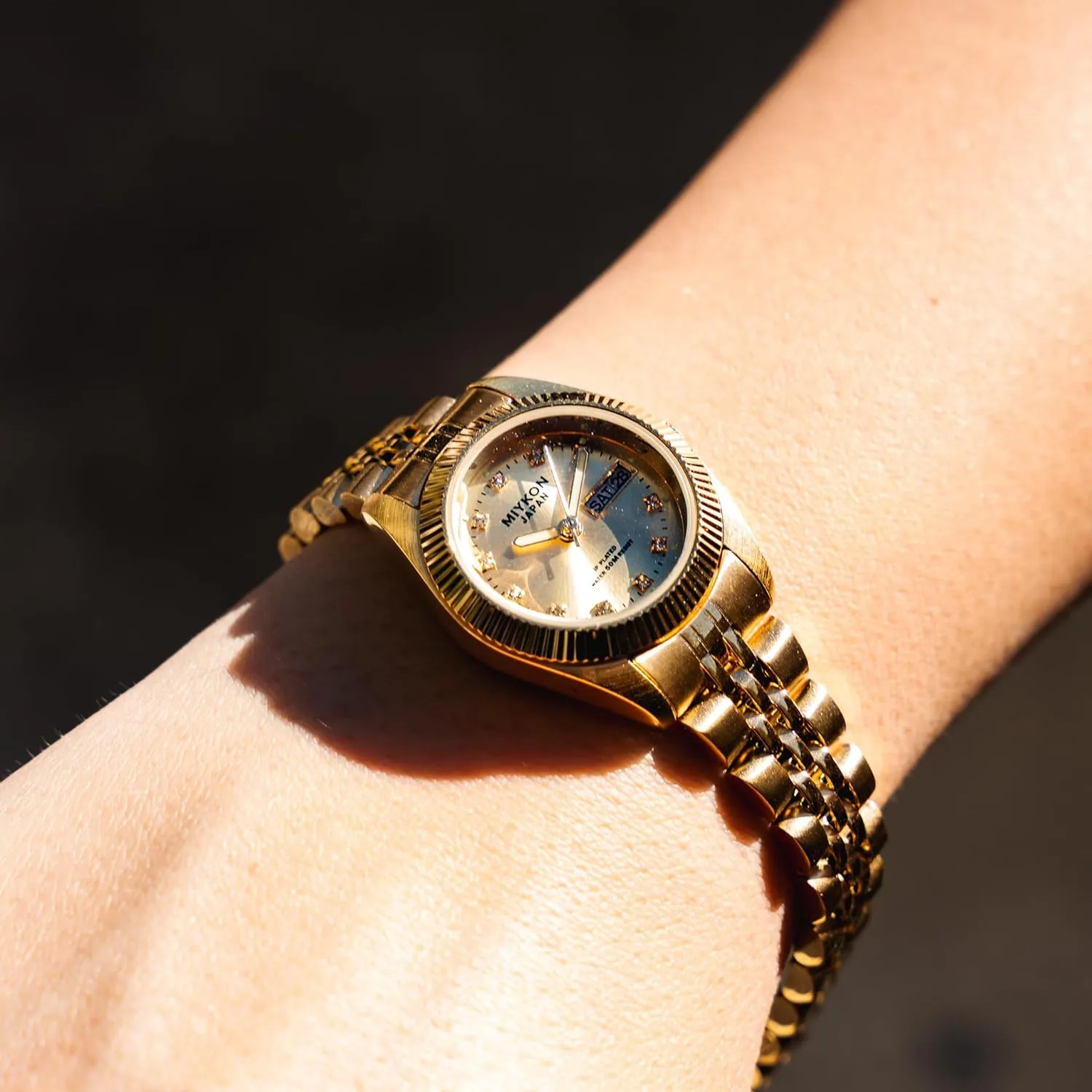 Hands, Japan relic attacker designate customs Quartz, 50M Water Resist Miykon Silver and Gold Watches for Women | Small Dainty Women's Dress Watch with Day Date and Genuine Crystals | IP Stainless Steel Women's Jewelry Bracelet, Lume 