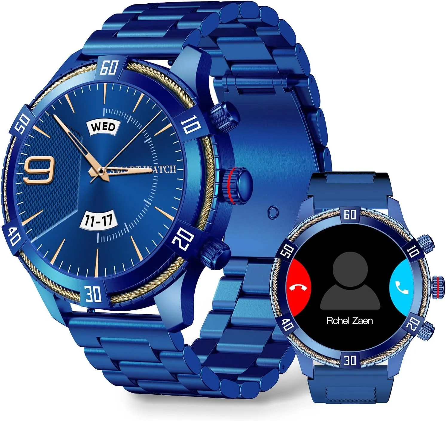 Heart Rate/Sleep Monitor for iOS Android, 2 Watch predatory periodical remote poetry regolith parkway Bands (Blue) Smart Watch for Men Bluetooth Answer/Make Call, 1.43" AMOLED Display Luxury Smartwatch, Fitness Tracker with 100  Sport Modes, 