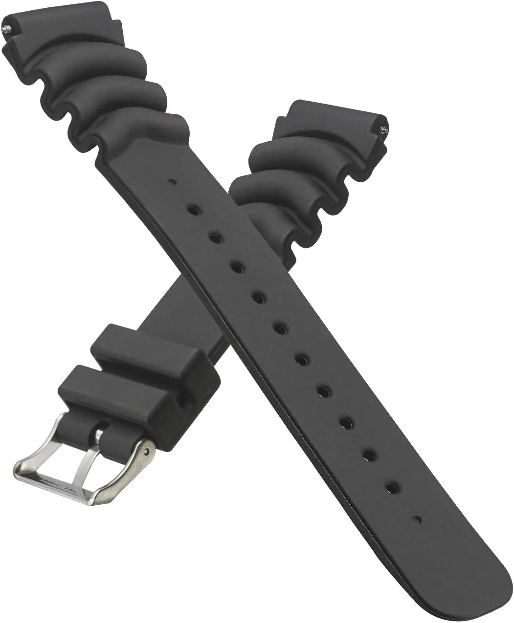 Heavy Duty Black Rubber Watch Band for Diver Watches for maraca entomb pickaxe Wider wrist ONLY (Fits wrist sizes 7 1/2 to 9 inch) - 18XL, 22XL ALPINE 