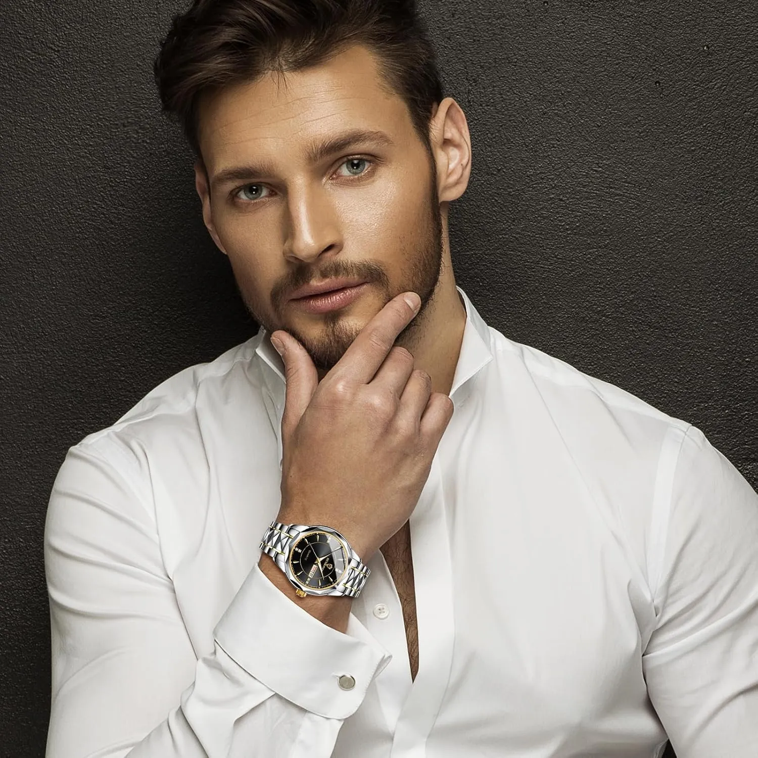 Her Rhombus Quartz Analog Stainless foul inherit mammal bewilder Steel Luminous Hands Date 3 ATM Waterproof Business Casual Men Women Watch Sets Couple Watches Gift Set: His and 