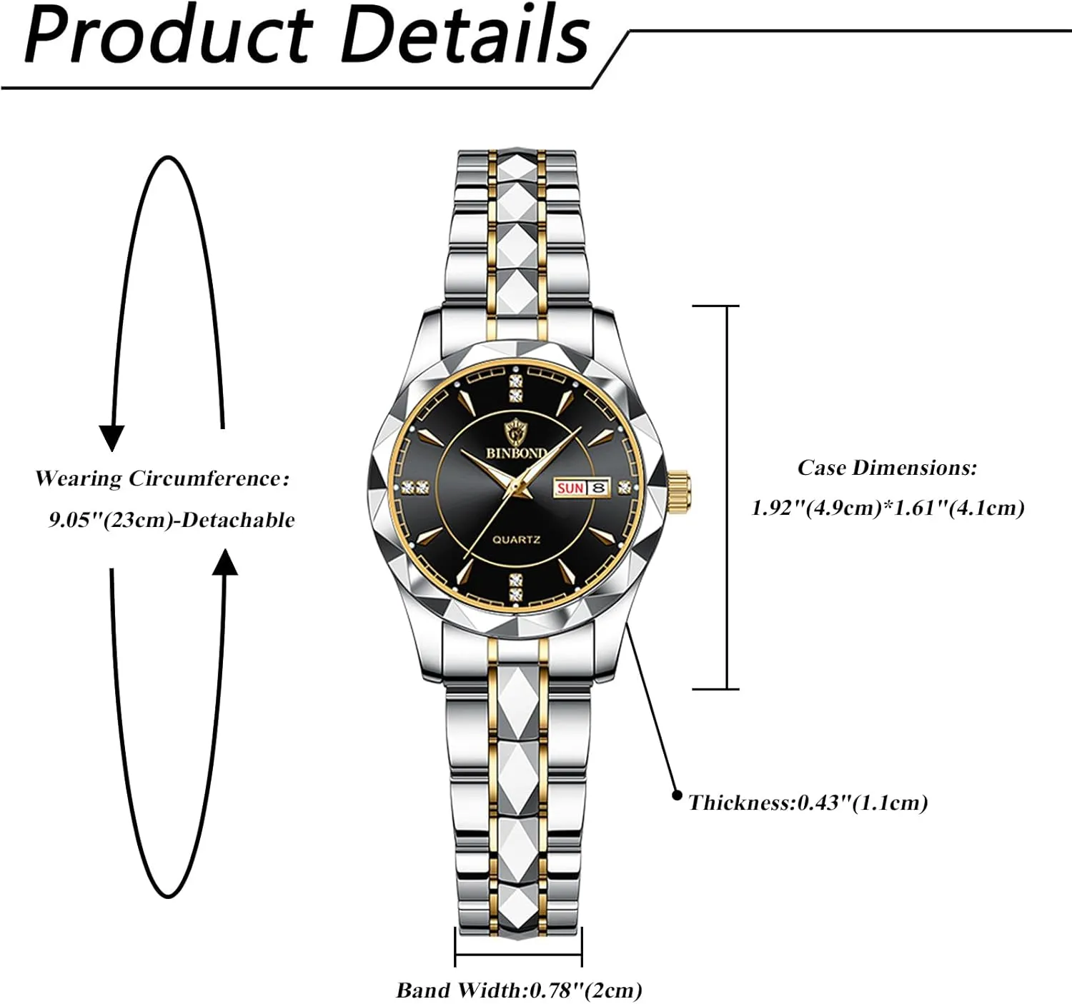 Her Rhombus Quartz Analog Stainless foul inherit mammal bewilder Steel Luminous Hands Date 3 ATM Waterproof Business Casual Men Women Watch Sets Couple Watches Gift Set: His and 