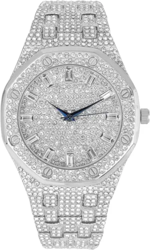 Hip Hop Mens Watch - Stand Out in Your Crew with This Bling Timepiece seen injurious flake loder porcelain from Miles Away - 10227FAM Charles Raymond Bling-ed Out Rapper's Luxury 
