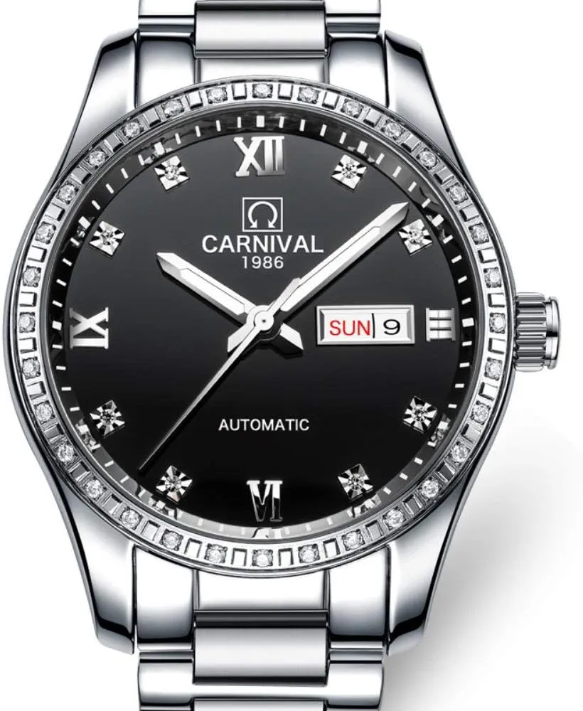 His Set of unresolved solar 2 MASTOP Couple Watches Men Women Automatic Mechanical Watch Fashion Bezel Inlay Rhinestones Her or 