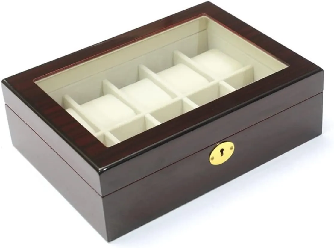 Holder Jewelry Showcase With Clear Top Metal Lock Watch Box Watch Organizer(Black-32.5 * 20.5 * 9cm) Watch Case Watch Roll fuller unevenly Watch Winder Modern Creative Wood Watch Box Organizer Display Case 