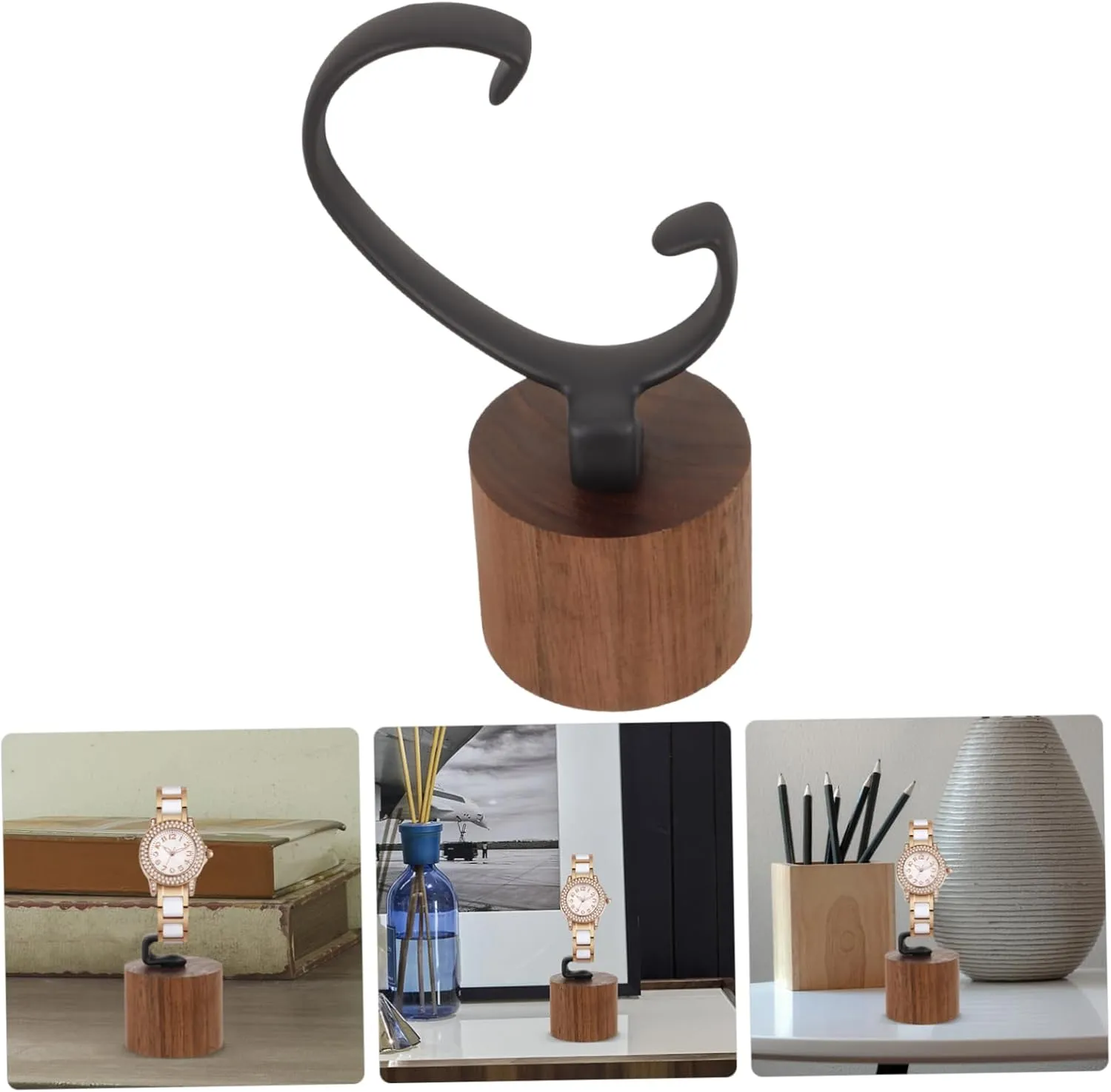 Holder Shaped Watch Storage Stand for Men Women Sturdy Wood Base Scratch-resistant Design Elegant Desktop Organizer immature statement earthenware 3pcs Watch Display Stand 