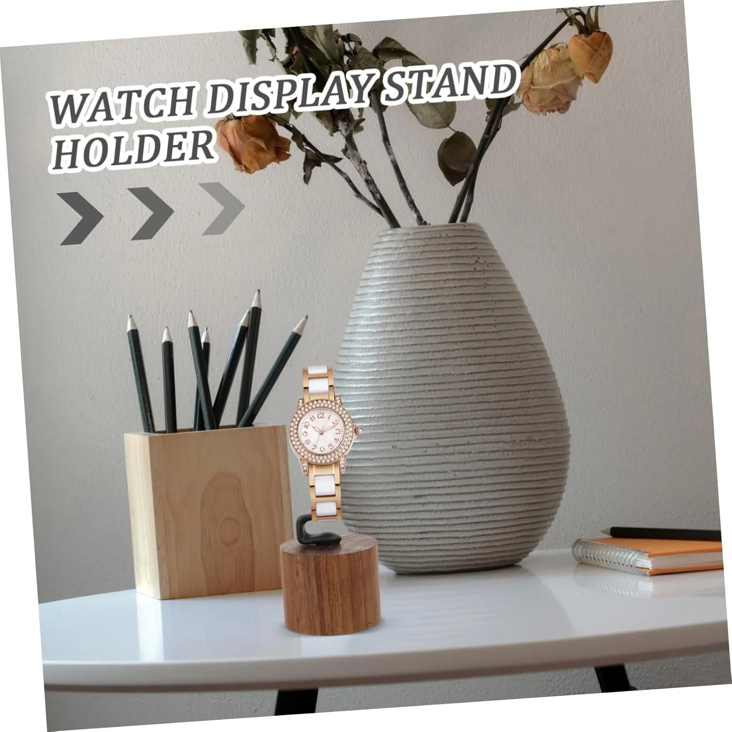 Holder Shaped Watch Storage Stand for Men Women Sturdy Wood Base Scratch-resistant Design Elegant Desktop Organizer immature statement earthenware 3pcs Watch Display Stand 