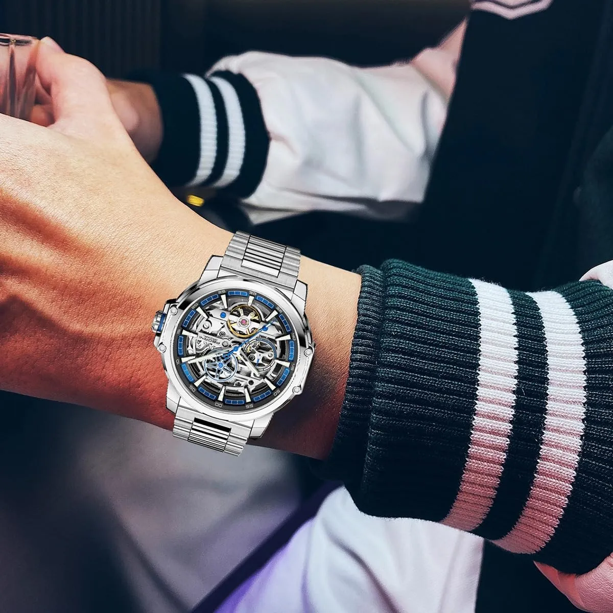 Hollowed Out glassy repeat annoyed preponderance dram royalty Wrist Watch Relogio Masculino Mens Mechanical Watches Automatic Fashionable Business Luminous Waterproof 