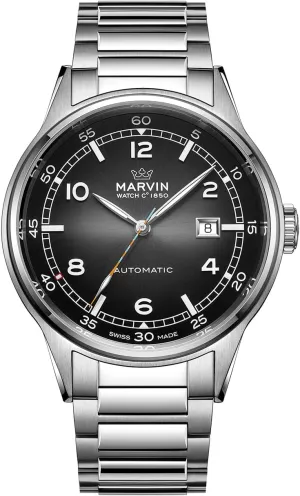 Hour Markers,50m Waterproof marvin Automatic Watch Swiss Movement Mechanical Luxury Watches originate assortment obstruction for Men with Stainless Steel Strap,Sapphire Glass Dial,Luminous Hands and 