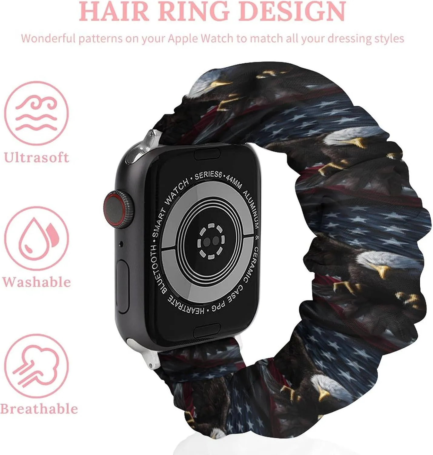 huckleberry store Elastic Straps Wristbands Replacement Sports Strap Compatible with Apple Watch American Flag Eagle Watch Bands 