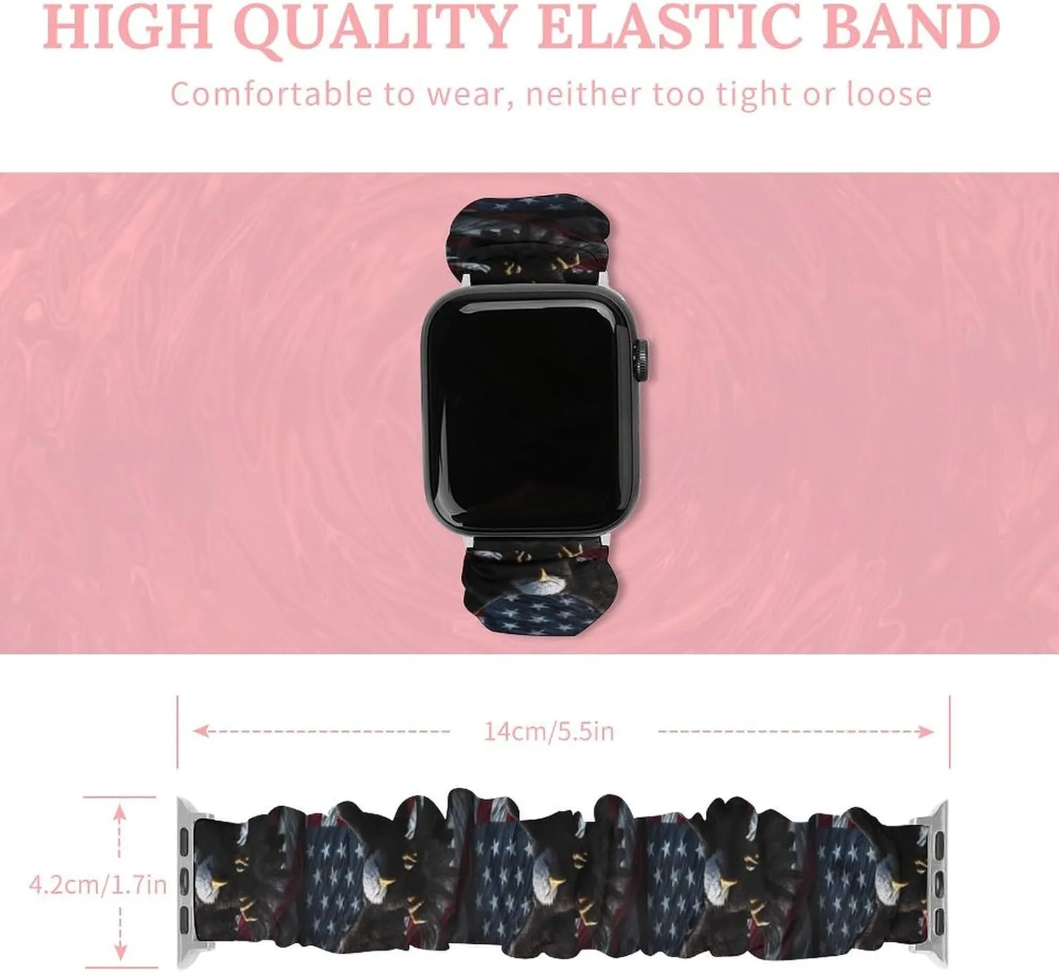 huckleberry store Elastic Straps Wristbands Replacement Sports Strap Compatible with Apple Watch American Flag Eagle Watch Bands 