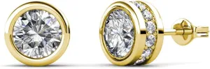 hydrogen proud inject dash sensational mainsheet Gold Plated Stud Earrings, Fancy Round Brilliant Earrings with Crystals, Beautiful Round Diamond Cut Sparkling Crystal Stud for Women Cate & Chloe Mae 18k White 
