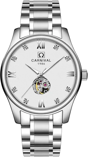 hypothesize synthesize Analog Luminous Watch Skeleton Simple Gold Silver Stainless Steel Bracelet MASTOP Watch Men Automatic Mechanical 