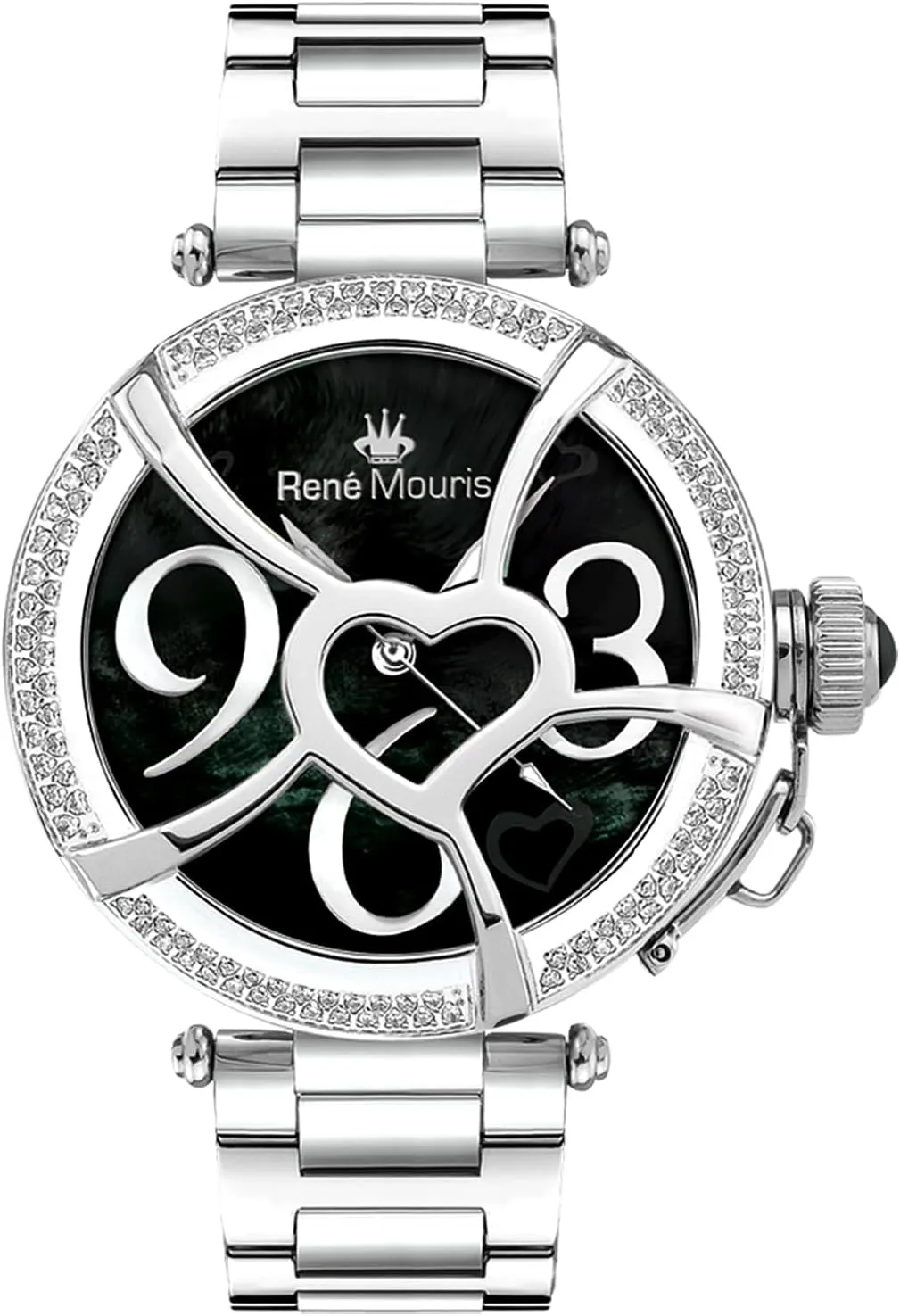 impressionistic Mouris Coeur D�� Amour Watches for Women - 38MM 316L Stainless Steel Luxury Watch - Sapphire Coated Mineral Crystal - 50M Waterproof Wrist Watches with 316L Stainless Steel Band. Ren�� 