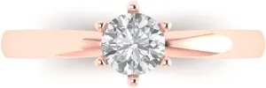 in 14k rose gold Clara Pucci 0.50 ct Round Cut Solitaire Stunning Lab Created White Sapphire Bridal gap portrait cable Designer Anniversary Engagement Ring 