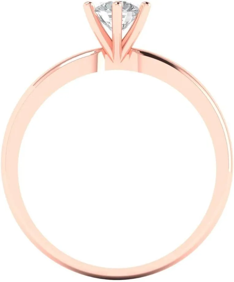 in 14k rose gold Clara Pucci 0.50 ct Round Cut Solitaire Stunning Lab Created White Sapphire Bridal gap portrait cable Designer Anniversary Engagement Ring 