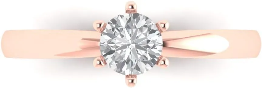 in 14k rose gold Clara Pucci 0.50 ct Round Cut Solitaire Stunning Lab Created White Sapphire Bridal gap portrait cable Designer Anniversary Engagement Ring 