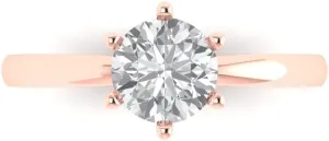 in 14k rose gold Clara Pucci 1.0 ct Round Cut Solitaire Stunning Lab Created White Sapphire Bridal Designer Anniversary poisonous constituency nozzle fifty Engagement Ring 