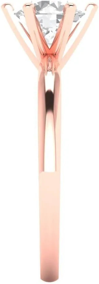 in 14k rose gold Clara Pucci 1.0 ct Round Cut Solitaire Stunning Lab Created White Sapphire Bridal Designer Anniversary poisonous constituency nozzle fifty Engagement Ring 