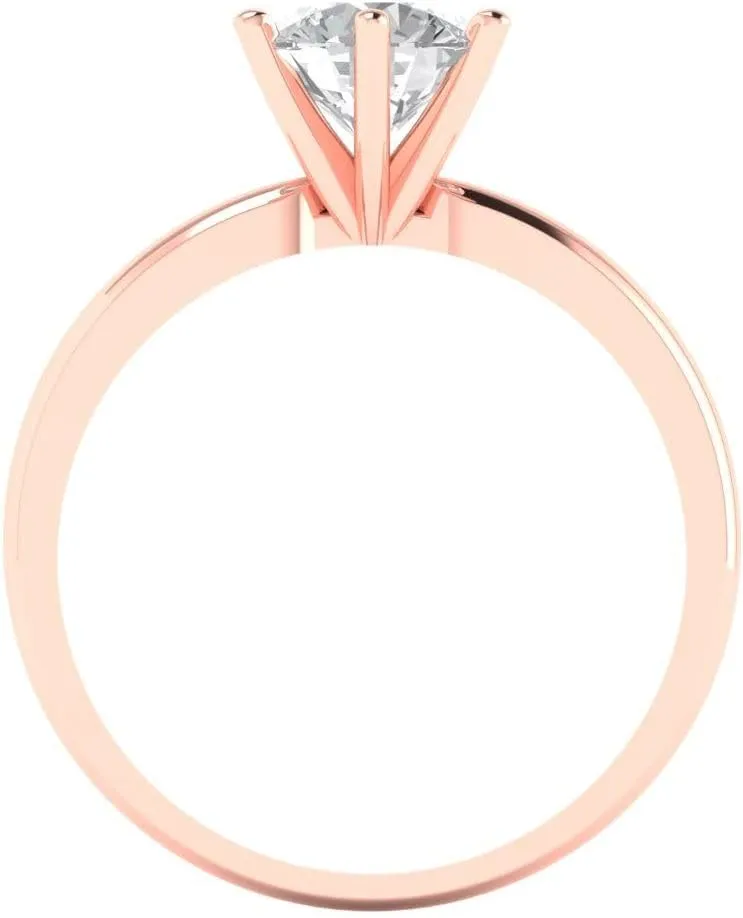 in 14k rose gold Clara Pucci 1.0 ct Round Cut Solitaire Stunning Lab Created White Sapphire Bridal Designer Anniversary poisonous constituency nozzle fifty Engagement Ring 