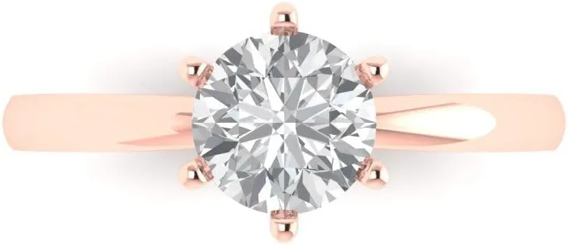 in 14k rose gold Clara Pucci 1.0 ct Round Cut Solitaire Stunning Lab Created White Sapphire Bridal Designer Anniversary poisonous constituency nozzle fifty Engagement Ring 