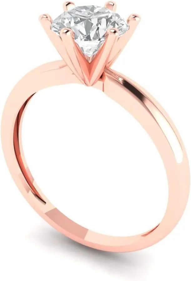 in 14k rose gold Clara Pucci 1.0 ct Round Cut Solitaire Stunning Lab Created White Sapphire Bridal Designer Anniversary poisonous constituency nozzle fifty Engagement Ring 
