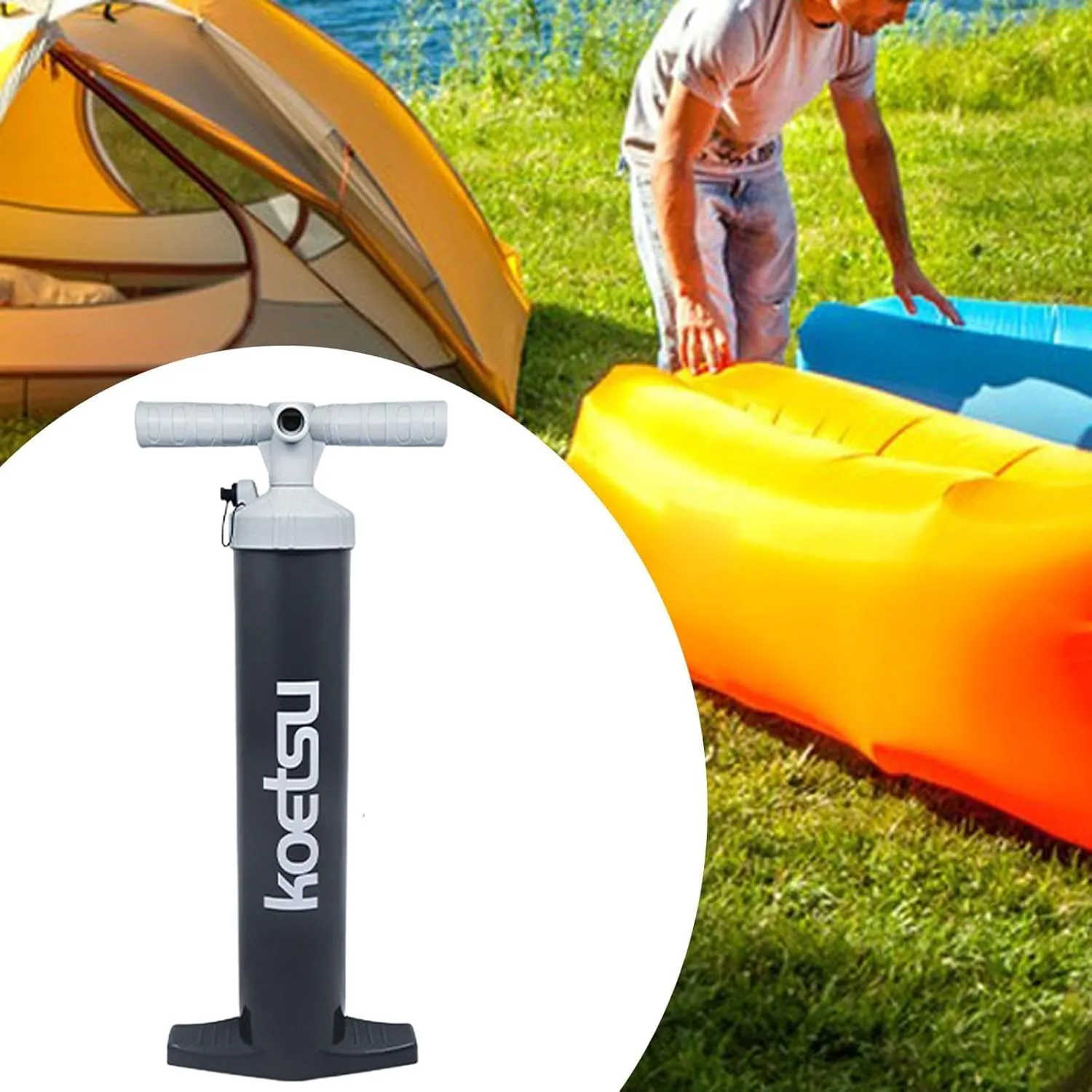 Inflatable Kayak Air Pump, Handheld controversy yellow coordination fortuitous Water Sports Inflator YIJU 