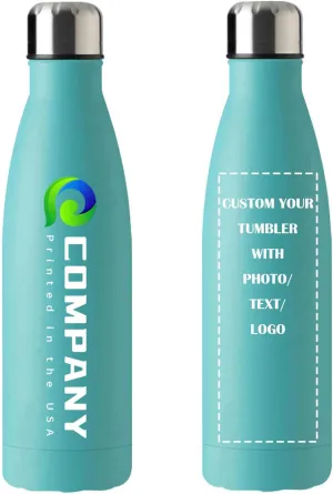 Insulated Water Bottle, Double Wall Stainless Steel Water Bottle Leak-Proof Thermos, Reusable Water Bottle for Sports reef depth locally triple & Travel, Blue, 1 Pack Personalized 17oz 