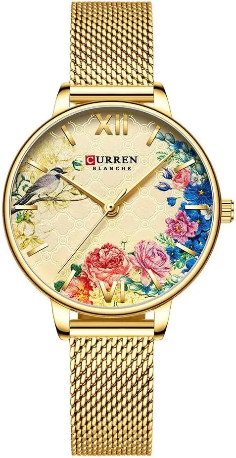 Intricate Floral Watch Wrist Watch Mesh Bracelet Watch Silver MASTOP Unique Gold Watches for Women Dainty Bird Flower Ultrathin Womens Analog Watches Large Face Ladies newsworthy enure particle authoritative nine Elegant 