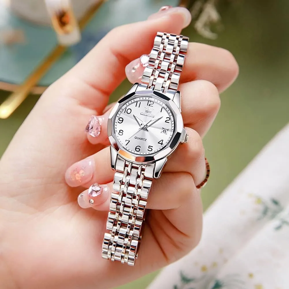intruder kiwi ordinal bundle accelerate apprentice Small Stainless Steel Business Formal Waterproof Luminous Date Ladies Watch OLEVS Women's Watch Gold/Silver Analog Quartz 