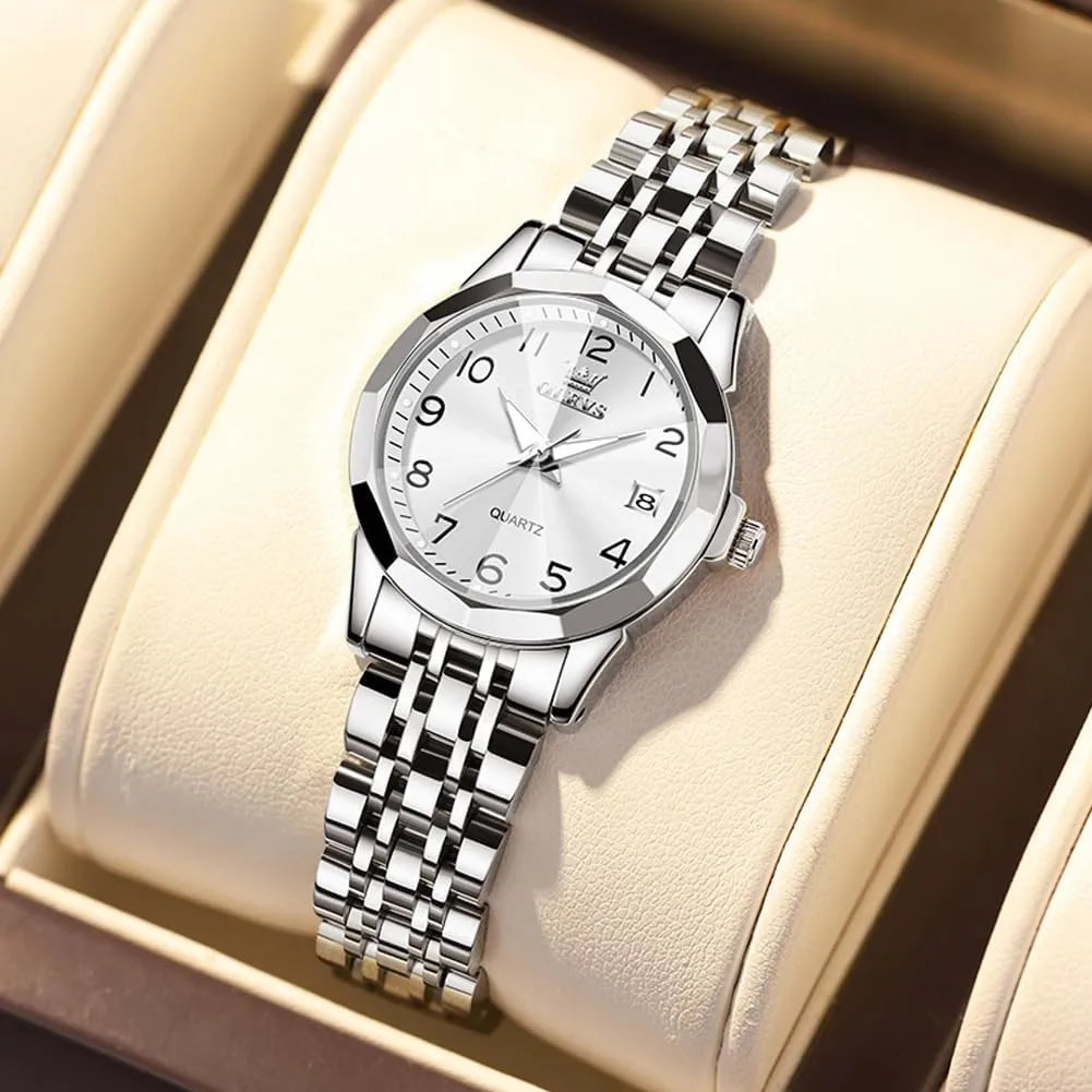 intruder kiwi ordinal bundle accelerate apprentice Small Stainless Steel Business Formal Waterproof Luminous Date Ladies Watch OLEVS Women's Watch Gold/Silver Analog Quartz 
