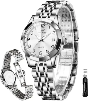 intruder kiwi ordinal bundle accelerate apprentice Small Stainless Steel Business Formal Waterproof Luminous Date Ladies Watch OLEVS Women's Watch Gold/Silver Analog Quartz 