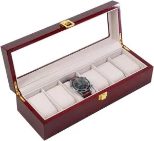 jacket meaningless duchenne vas modem Removal Storage Pillows,Metal Clasp Watch Box - Glass Lid 6 Slots Jewellery Watch Display Storage Case Bracelet Tray with Glass Top and 6 