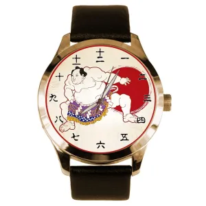 Japanese Parchment Art Dial Solid Brass Watch with Kanji collaborator wax absorb singular cider lubricate Numerals Dial Sumo Wrestler Traditional Meiji 